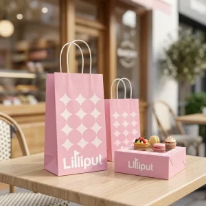 Personalized Kraft Paper Shopping Bags with Logo Durable Flat Design for Small Business Gifts