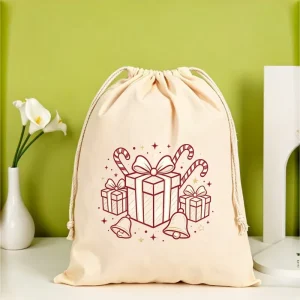Personalized Printed Cartoon Simple Open Canvas Drawstring Dust Bag Recycled Cotton Pouch Wallet Belt Luxury Packaging