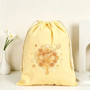 Personalized Printed Cartoon Simple Open Canvas Drawstring Dust Bag Recycled Cotton Pouch for Wallet Belt Luxury Packaging