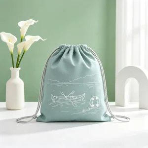 Personalized Printed Cartoon Simple Open Canvas Drawstring Dust Bag Recycled Cotton Pouch for Wallet Belt Luxury Packaging