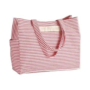Personally Color Logo Large Capacity Women Shopping Bag Storage Clothes Shoe Travel Easy Portable Durable Stripe Canvas Tote Bag