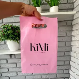 Pink Flat Top Poly Bags Recyclable Plastic Bags LDPE Thank You Bags