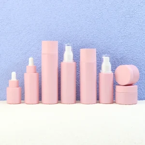 Pink Glass Bottle Packaging Set Empty Glass Lotion Container Glass Bottle for Oil Bottle Cosmetic