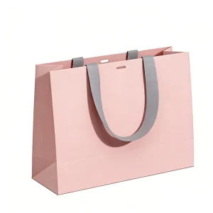 Pink Luxury Shopping Paper Bag with Handles Gold Stamping Printed Logo Customizable Pink Gift Paper Bags for Promotions