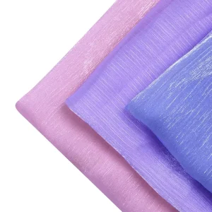 Pink Organza Fabric Pleated Crinkle Texture for Wedding Dress Accessories