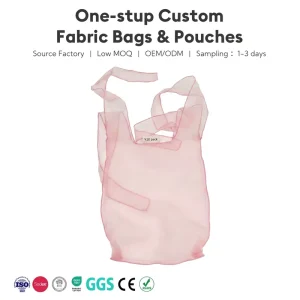 Pink Organza Sheer Tote Bag Custom Logo Fabric Packaging Bag Reusable Mesh Handbag for Premium Gift Pouch