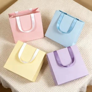 Pink Paper Bags Shopping Gift Bag Paper Custom Logo Print Pink Paper Merchandise Bags