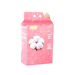 Pink Printed Vertical Gusset Plastic Bag With Hang Holes for Beauty Daily Consumable Hygiene Packaging Pouch