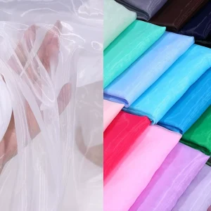 Plain Dyed 100%Polyester Sheer Pure Silk Organza Fabric for Bridal Wedding Dress