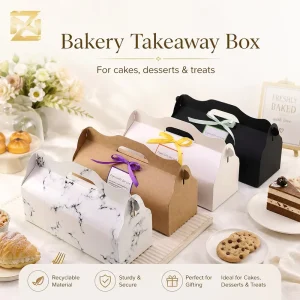 Plain Kraft Paper Swiss Roll Cake Box Packaging With Handle