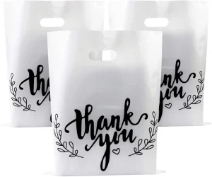Plastic Bag With Tear Resistance Die Cut Handle 100 Pack Merchandise Plastic Thank You Bags