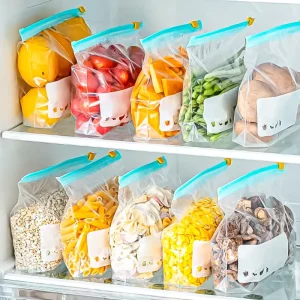Plastic Food Zipper Lock Bags Sealable Durable Sturdy Self Standing Bottom Food Storage Slider Zipper Bags for Food Meat