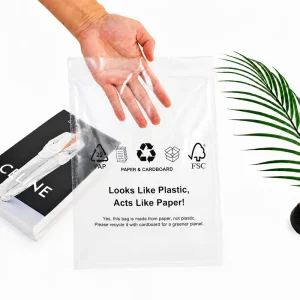 Plastic Free Clear Cellulose Film Garment Bags Eco Friendly Biodegradable Clothing Self Adhesive Packaging Bags Custom Printed