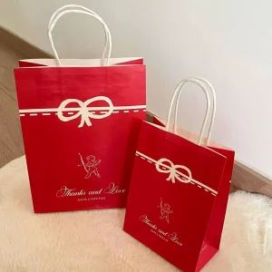 Plastic Free Custom Take Away Kraft Paper Shopping Bags with Twisted Handles for Clothing Boutique Supplier
