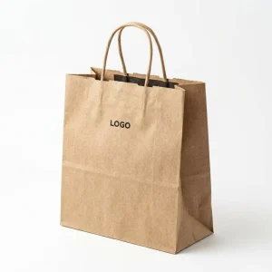 Plastic Free Recycled Paper Bags Kraft Standup Pouch Compostable Material Embossed Brand Logo for Clothing Store