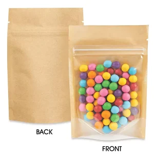 Plastic Kraft Paper Food Bag Zip Lock Brown Stand up Pouch Kraft Paper Bags With Window