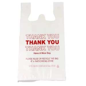 Plastic Shopping Bag Customizable PE T-Shirt Bag with Vest Handle Heat Embossed for Packaging Thank You Print for Grocery Use