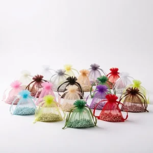 Polyester Organza Bags 7x9cm Small Gift Pouch Accept Custom Packaging Rope Christmas Jewelry QJ DB 045 China Zhejiang