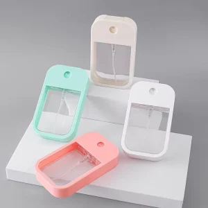 Portable 35 Ml45 Ml50 ml Color Card Spray Bottle Silicone Cover Keychain Bottle for Liquid