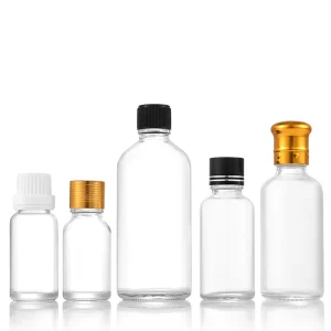 Portable Cosmetic Glass Bottles Clear Essential Oil Travel Size Cylinder Dropper 10ml 15ml 20ml 100ml Sizes Available