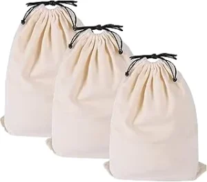Portable Cotton Breathable Dust Proof Drawstring Storage Pouch Bag (Pack of 3)