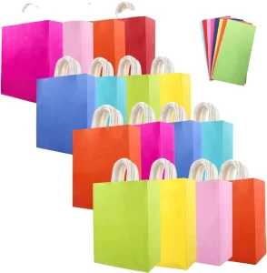 Portable Custom Biodegradable Eco Friendly Durable Kraft Paper Bag with Cord Handle for Comfortable Long Time Carrying