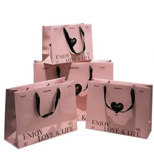 Portable Foldable Handle Shopping Biodegradable White Card Paper Bag Luxury Clothes Store Retail Packaging Gift Carry Paper Bags
