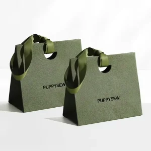 Portable Jewelry Paperboard Bags Ribbon Handle Custom Luxury Eco Friendly Reusable Gift Packaging Logo Foil Stamping Digital