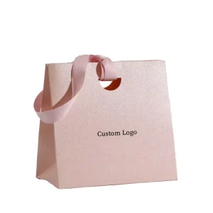 Portable Jewelry Paperboard Bags Ribbon Handle Custom Luxury Eco-Friendly Reusable Gift Packaging Logo Foil Stamping Digital