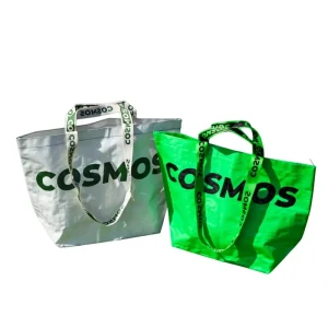 Portable Plastic Woven PP Advertising Bag Custom Exhibition Handbag with Hand Length Handle for Business Shopping Use
