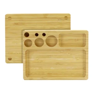 Portable Wooden Stash Box with Rolling Tray Organizer Dividers and Engraved Logo for Herb Accessories Storage