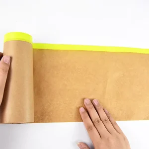Pre Taped Single Sided Pressure Sensitive Adhesive Low Noise Kraft Paper Masking Film for Automotive Use in Rolls