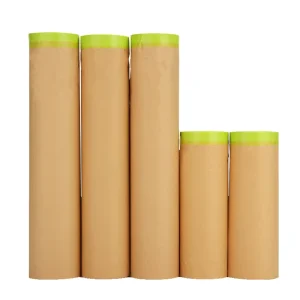 Pre Taped Single Sided Pressure Sensitive Adhesive Low Noise Rubber Kraft Paper Masking Film for Automotive Use