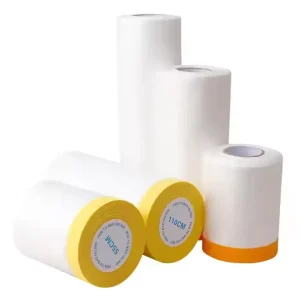 Pre-taped PE Masking Film for Automotive Painting Plastic Masking Film, Soft Paint Protection, Decorative Furniture Dust Cover