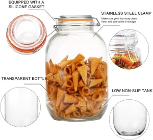 Premium Airtight Glass Storage Jars with Clip Lid for Kitchen