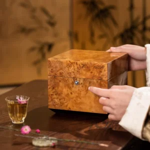 Premium Bespoke Single Teacup Gift Box with Hand Carved Wooden Construction for Luxury Home Decor and Collector’s Editions