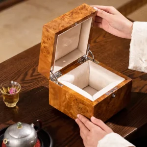 Premium Bespoke Single Teacup Gift Box with Hand Carved Wooden Construction for Luxury Home Decor and Collector’s Editions