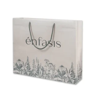 Premium Custom Logo Paper Tote Bag Eco Friendly Recyclable Botanical Printed with Reinforced Handles for Luxury Retail