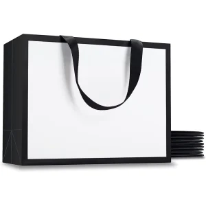 Premium Eco Friendly Biodegradable Durable White Card Paper Bags for High End Business Gift Wrapping with Custom Colors & Logos