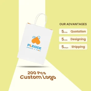 Premium Eco Friendly Compostable Kraft Paper Bag with Long Handle for Branded Retail Gifts Events Promotion & Supermarket Use