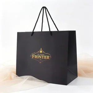Premium Hard Cardboard Shopping Bag Custom Foil Logo Ribbon Twisted Handle Packaging for Cosmetic Jewelry High End Gift Clothing