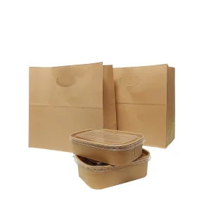 Premium Recyclable Brown Kraft Shopping Bags Durable Die Cut Handle for Food & Grocery Use
