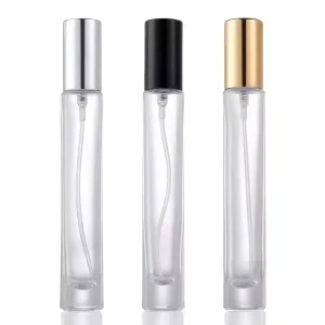 Private Label 10 ml 15 ml Thick Transparent Glass Silk Screen Printed Spray Perfume Bottles Aluminum Plastic Collar