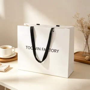 Private Label Brand Black Matte Luxury Retail Store Packaging Art Paper Shopping Bags