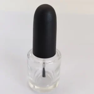 Private Label Custom Empty Nail Polish Bottle Glass Body Plastic Cap Screen Printed Bullet shaped Lid