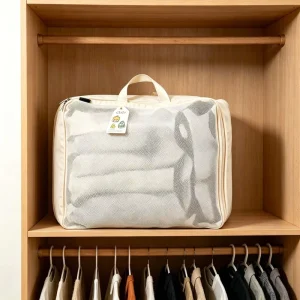 Private Label Portable Clothing Dust Bag with Full Zipper Seal Canvas Storage Pouch for Seasonal Garment Closet Sorting