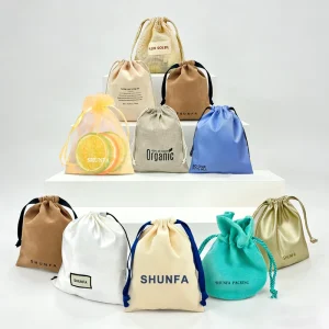 Professional Manufacturer PU Organza Mesh Polyester Linen Suede Velvet Satin Canvas Pouch Cotton Drawstring Dust Bag for Packing