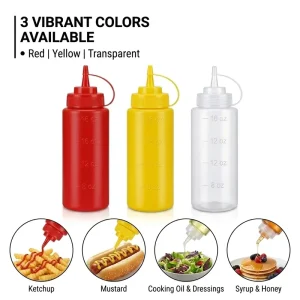 Professional Restaurant Squeeze Bottle Soft PE Plastic Sauce Dispenser for Kitchen Cooking Salad Dressing Storage