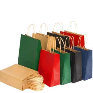 RTS Custom Kraft Paper Bag 21*11*27cm Coffee Takeaway Gift Shopping Bag With Handle