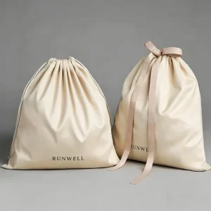 RUNWELL Reusable Recyclable Minimalist Dust-Proof Soft-Touch Premium Cotton Velvet Drawstring Storage Pouch Bag